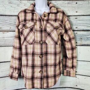 BKE Women’s Flannel XS Boyfriend Fit Button Down Long Sleeve Plaid Shirt